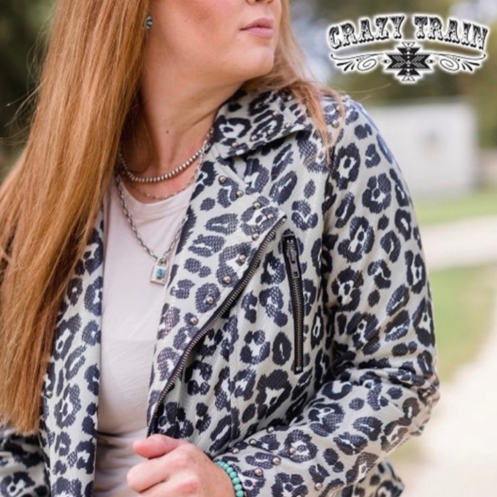 CRAZY TRAIN Leopard Jacket, "Taylor" Faux Leather Jacket - XXL